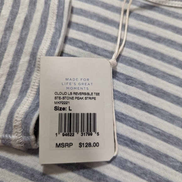 🆕️1 LEFT! Faherty Mens reversible Cloud Stone Peak Stripe Tee Shirt Pima Cotton - Picture 7 of 11